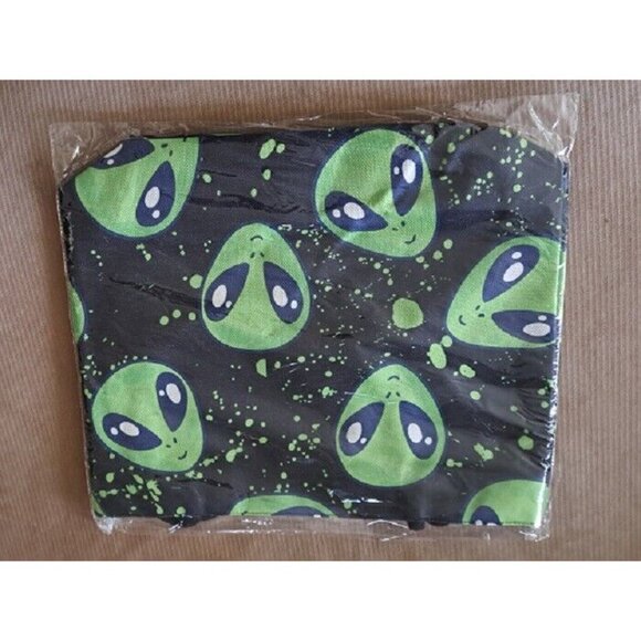 New Green Alien Faces Aliens Jute Bag Large Tote Shoulder ET Shopping Carryall - Picture 2 of 3